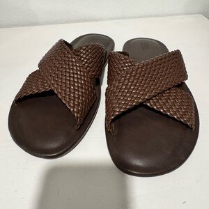 ZARA Dark Brown Braided Slide Sandals